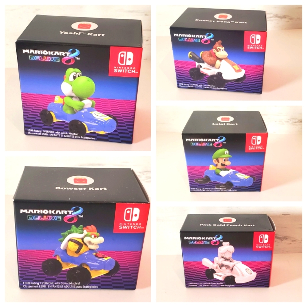 McDonald's MarioKart2024, Yoshi, Bowser, Donkey Kong, Luigi, Pink Gold Peach NEW